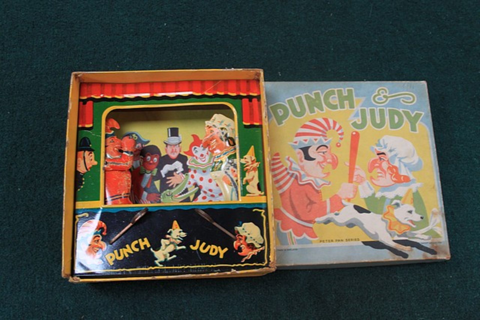 Rare Tin Plate Punch & Judy: By Peter Pan Series Movable Punch & Judy Within A Tinplate Theatre - Image 2 of 2