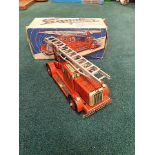 CKO #350 Signal Tin Lithographed Wind-Up Fire Engine Ladder Truck Complete With Box