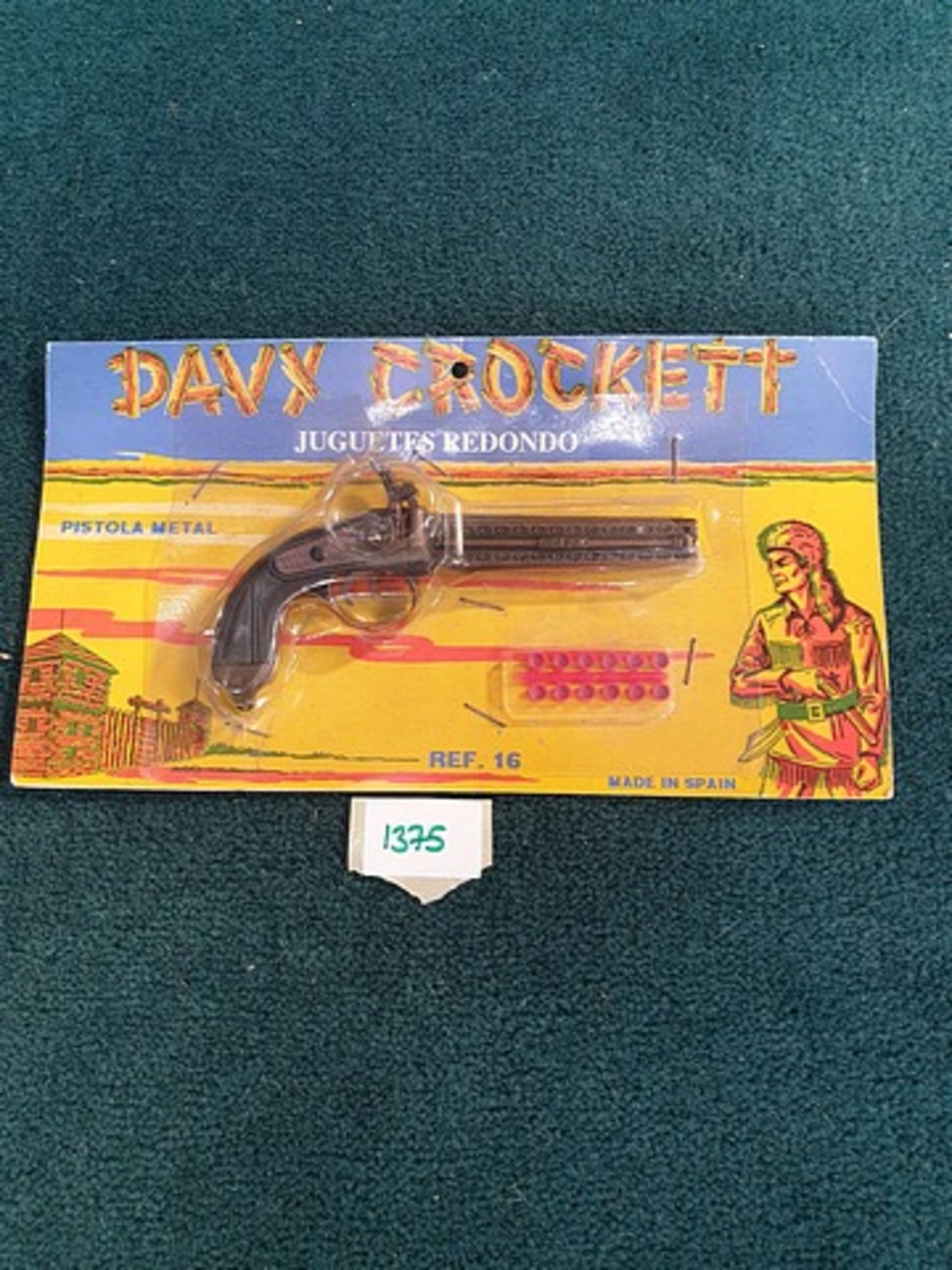 Juguetes Redondo (Spain) Davy Crockett Metal Pistol # 16 In Original Packaging