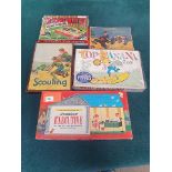 5 X Board Games Comprising Of; Tiddly, Chasing Charlie, Scouting, The Money Game Of Junior
