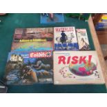 5 X Board Games Comprising Of; Word Master Mind, Waterloo Napoleonic Campaign Game, Mine A