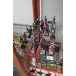 Hand Painted 14 x lead Napoleon Soldiers On Foot, 8 x metal Cossack Soldiers On Horseback - very