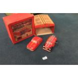 Mettoy Playthings Joytown Fire Station With Sliding Doors No 6201/1022 With Fire Truck And Fire