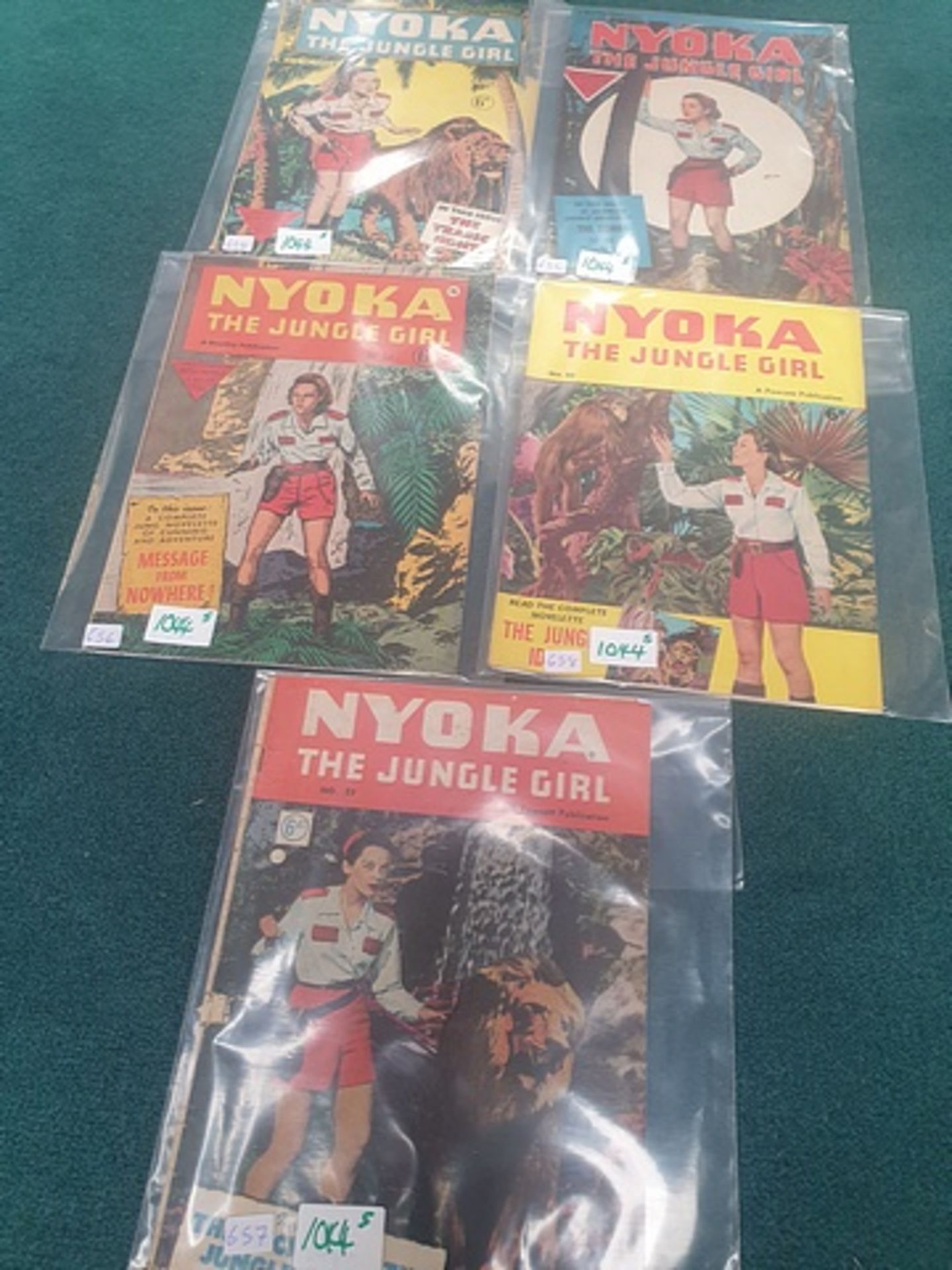 5 x Issues of Nyoka the Jungle Girl Comics issues #50, 51,54. 59 and #60 (1951) L. Miller & Son,