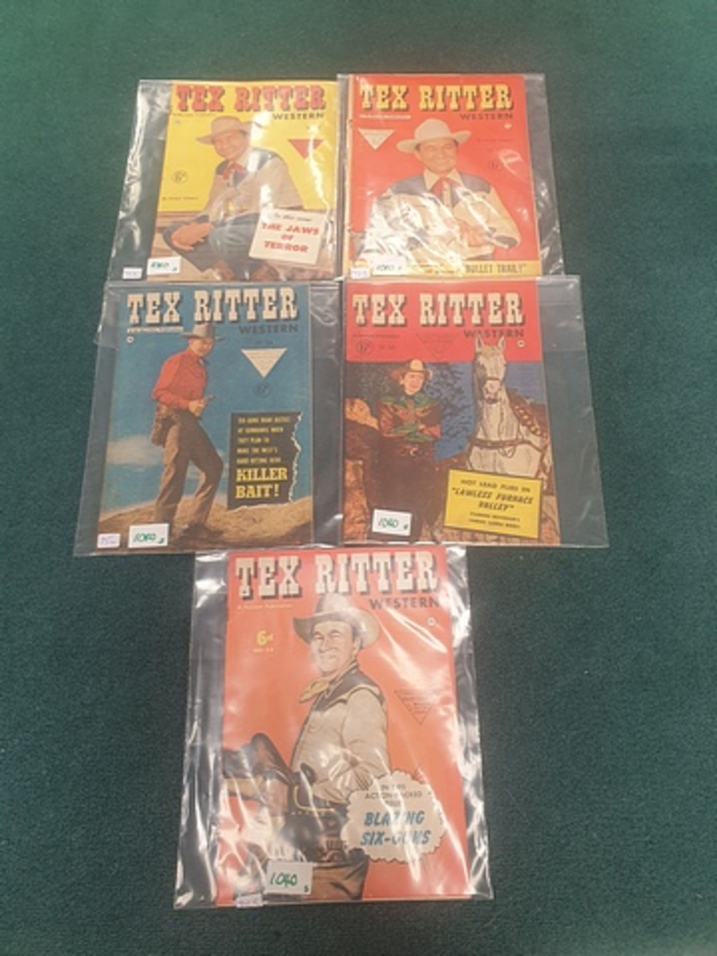 5 x Tex Ritter Westerner Comics Issues 51 to 56 comprising Tex Ritter Western #51 L. Miller & Son,