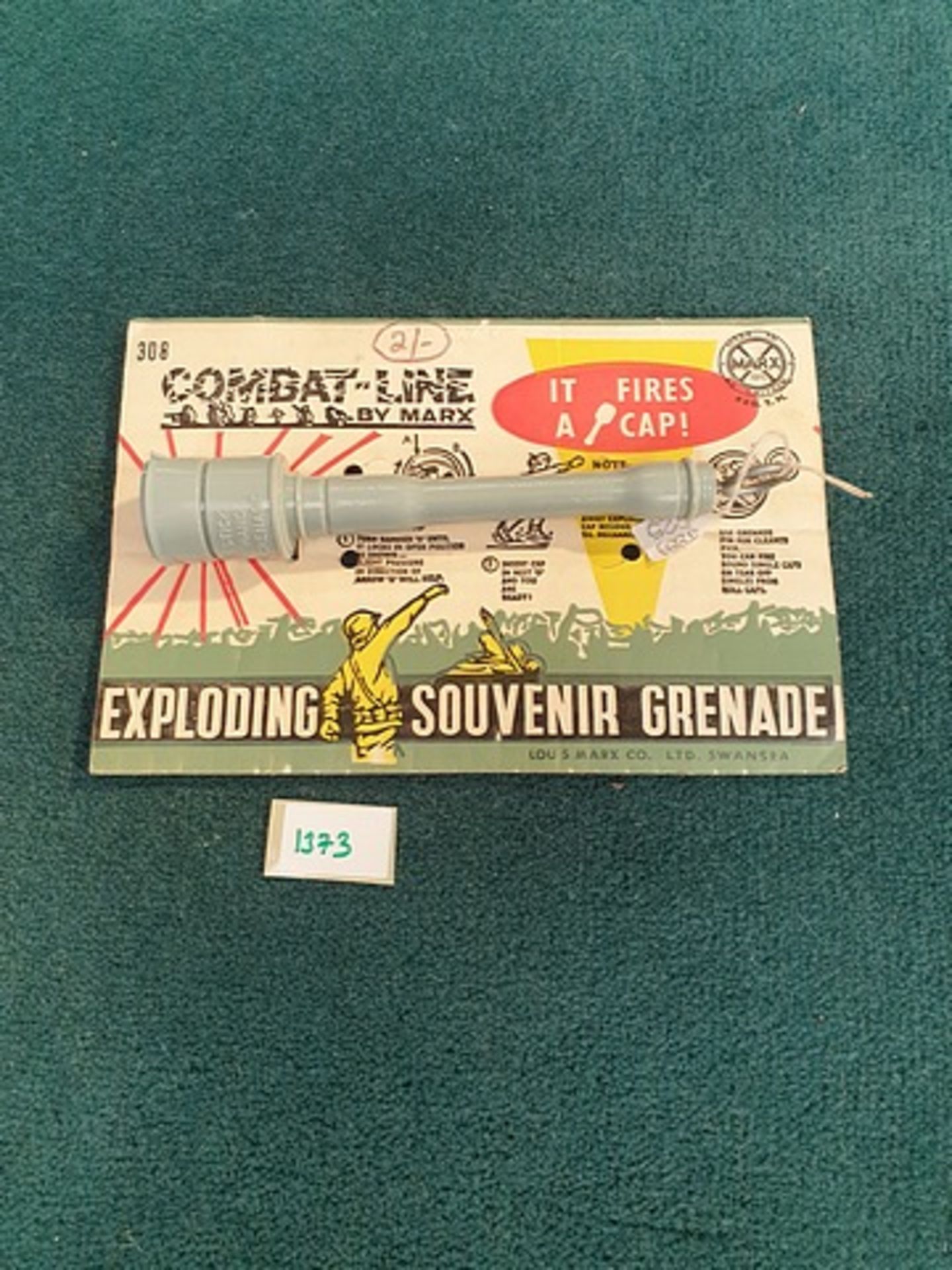 Marx Rare Vintage 1960's Marx Toys Combat Line Exploding Souvenir Grenade It Fires A Cap Grenade - Image 2 of 2