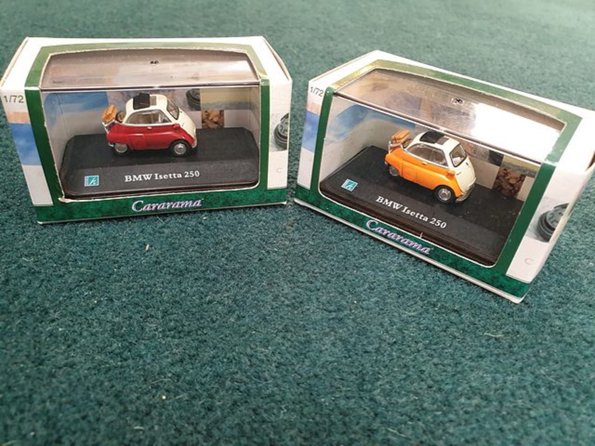 2 X Hongwell Cararama BMW Isetta 250 Deep Red/White & Orange/White Complete In Presentation Box - Image 2 of 2