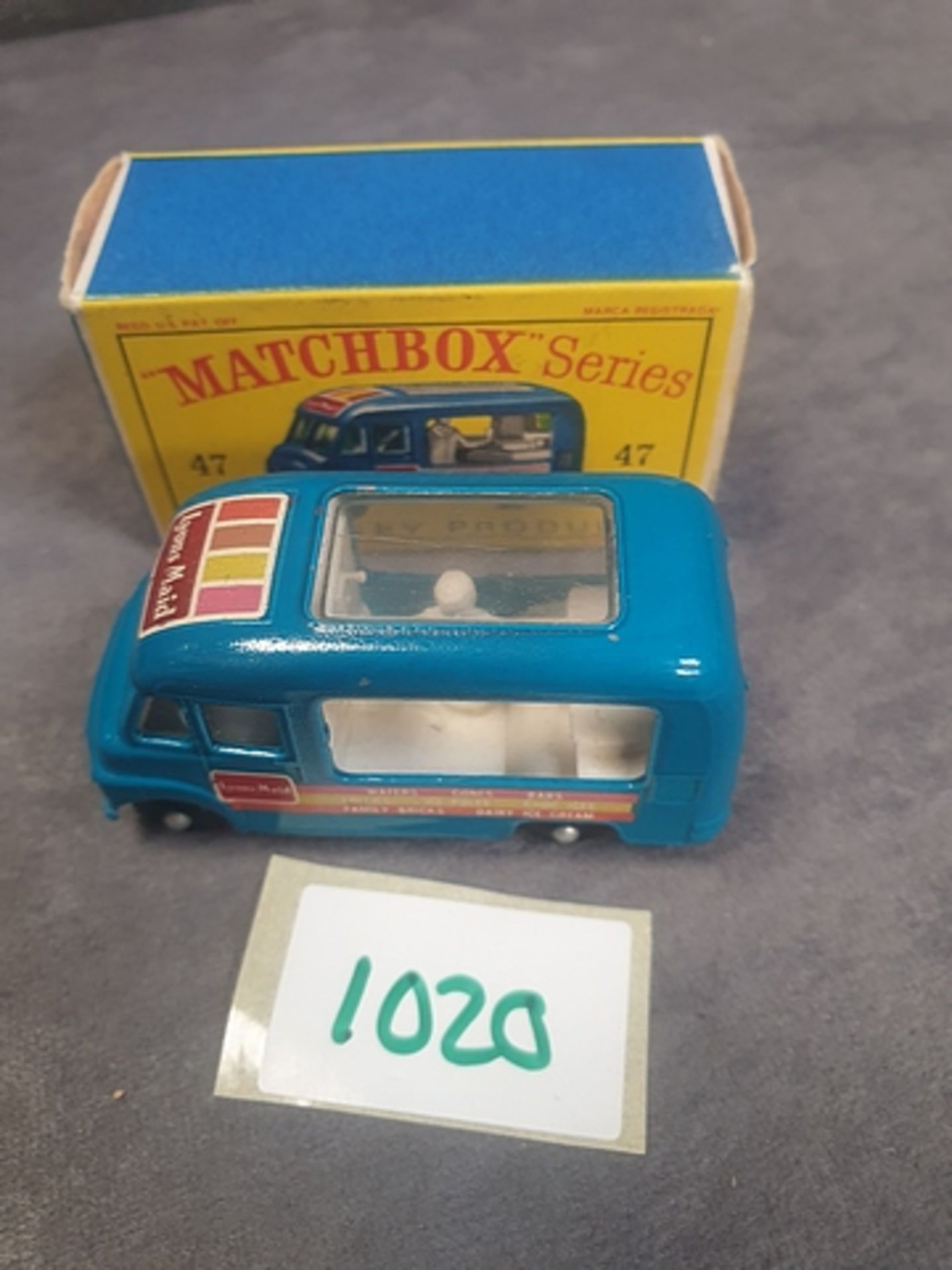 Matchbox Lesney # 47 metallic blue Lyons Maid Ice Cream Mobile Shop in a crisp Box - Image 2 of 2