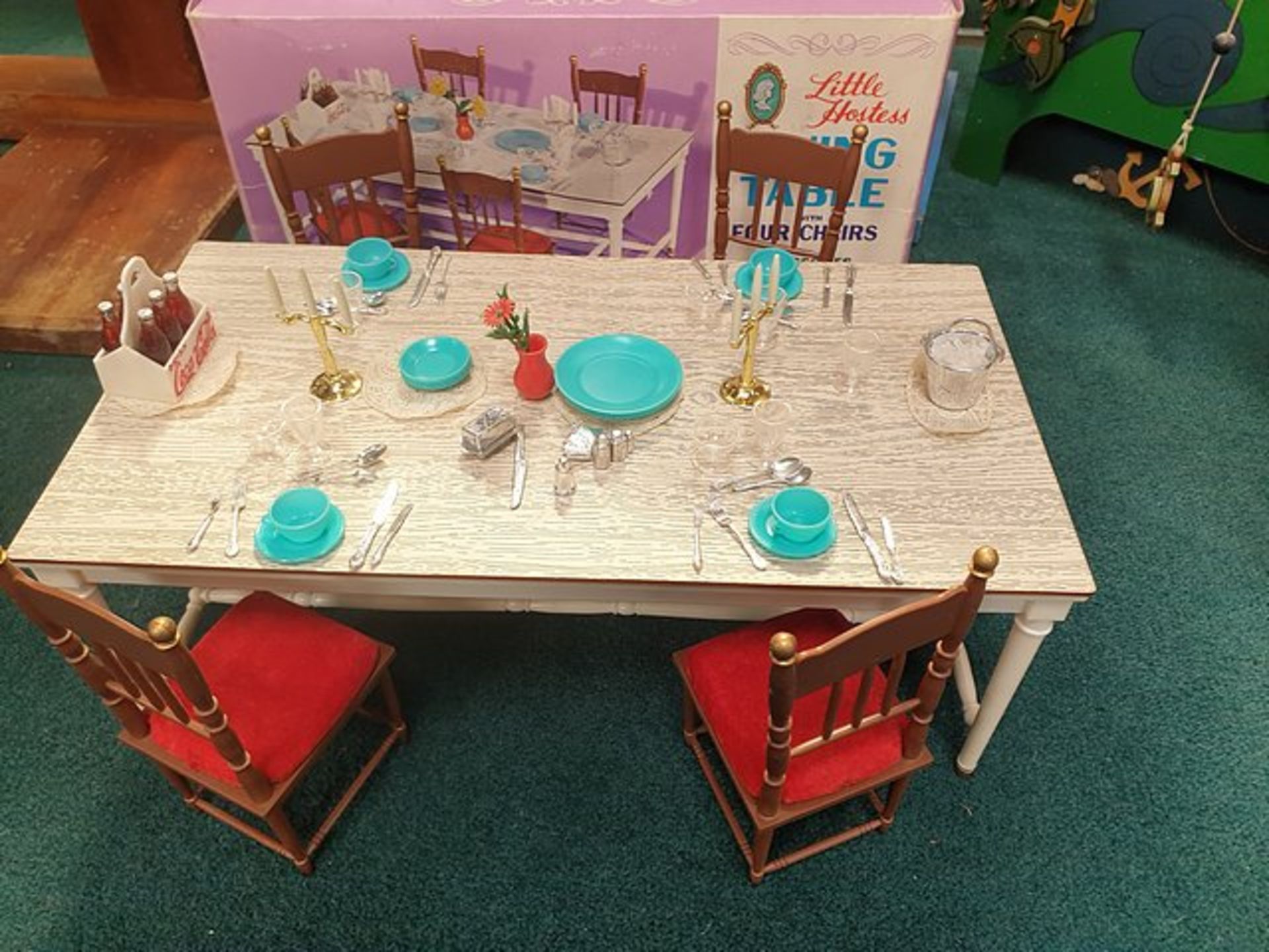 Marx Toys Little Hostess Dining Table With Four Chairs And Accessories Complete With Box