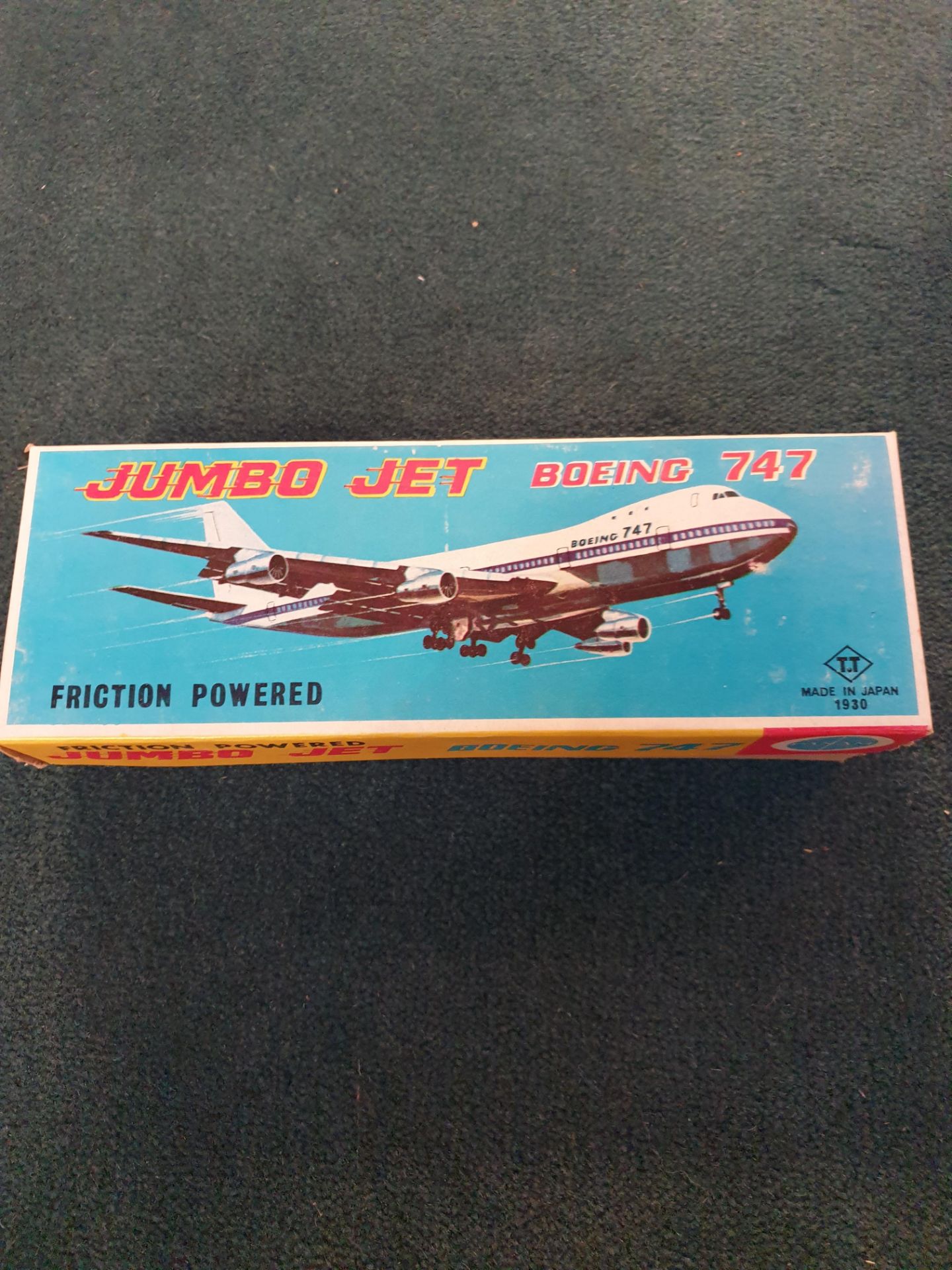 T.T Toys Takatoku (Japan) Tin Friction Powered Pan Am Boeing 747 Jumbo Jet Airplane 200 X 240 X