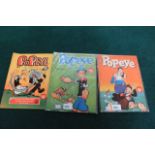 3 x issues Popeye Comic World Distributors, 1950 Series
