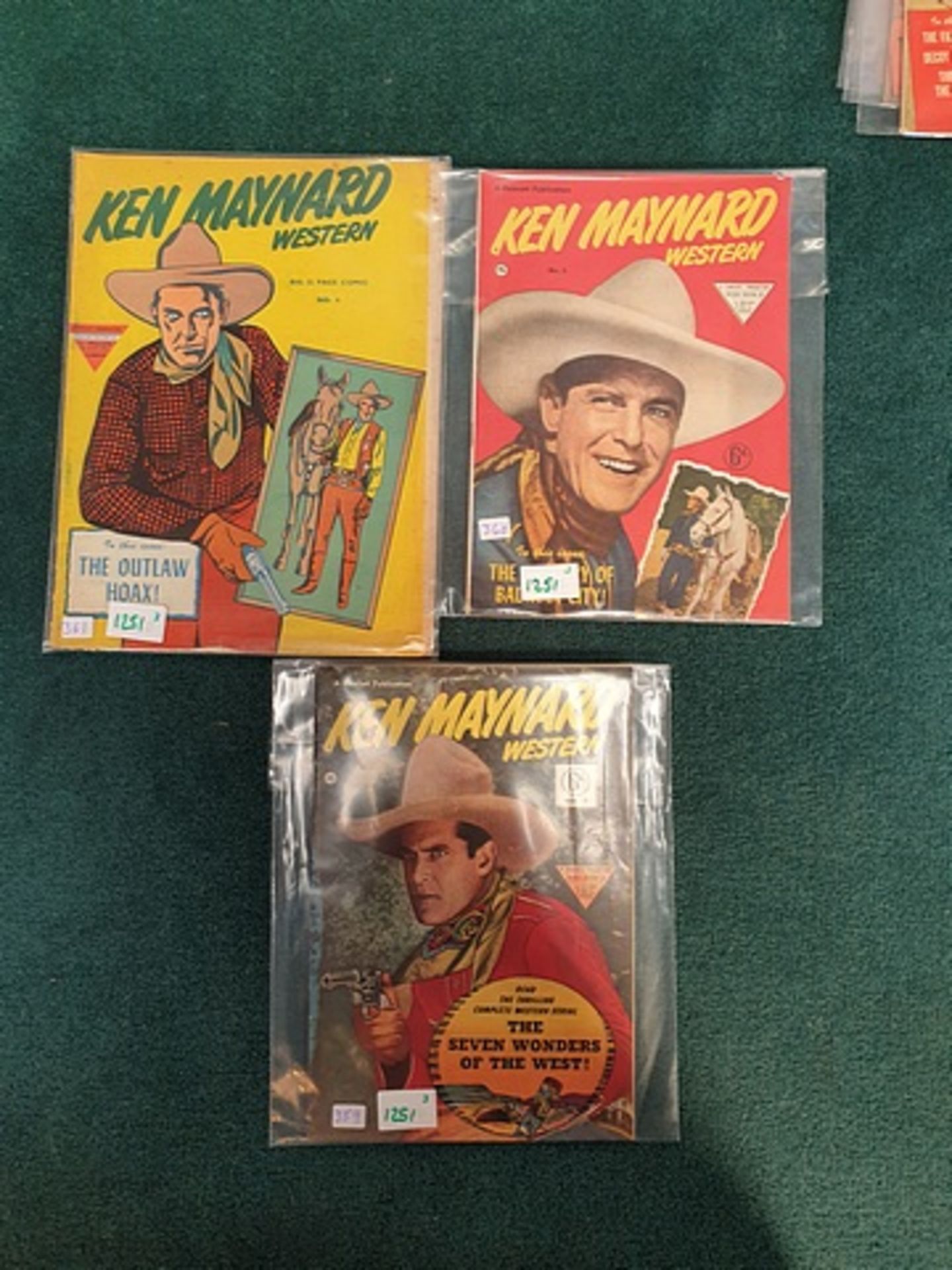 3 x Ken Maynard Western Series Comics Comprising of Ken Maynard Western #7 L. Miller & Son, 1951