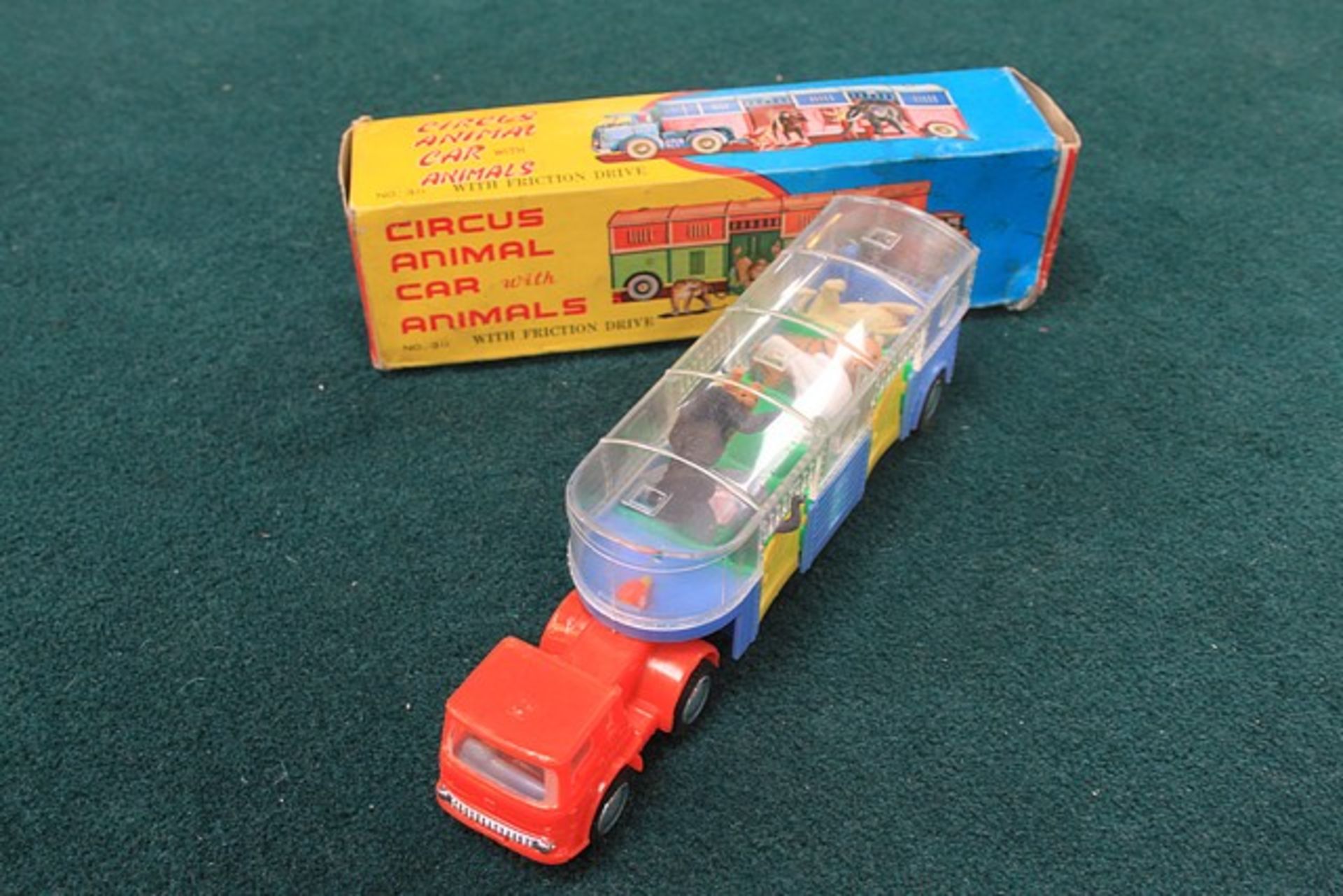 Hong Kong Model No 311 Friction Drive Circus Animal Car With Animals Truck Is 9 1/2 Inches Long - Image 2 of 2