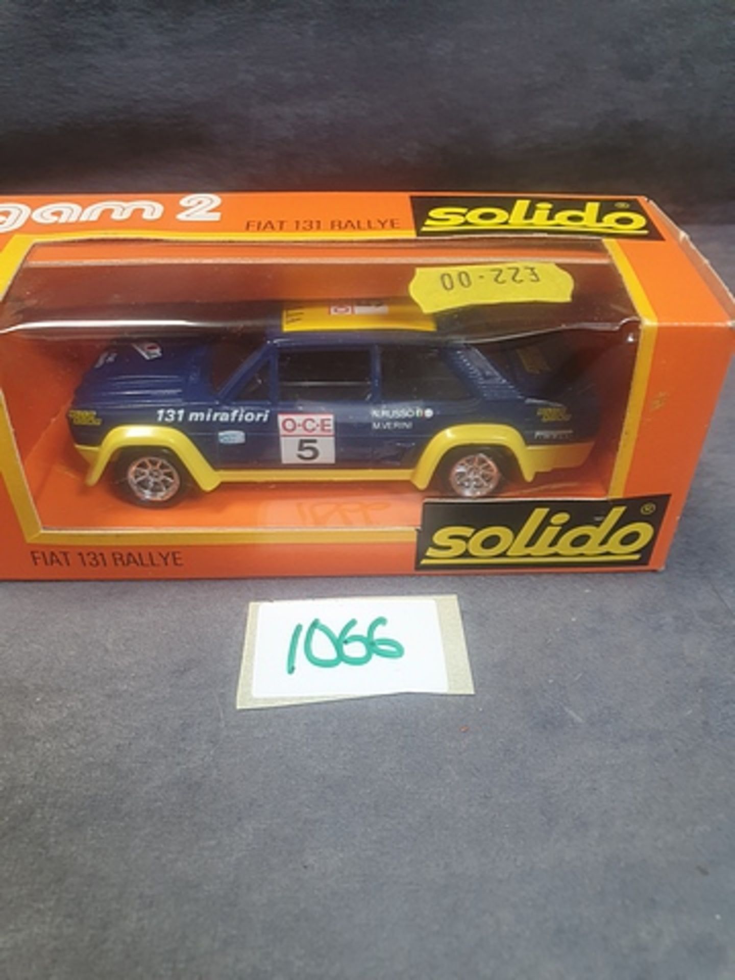 Solido (France) Diecast # 54 Fiat 131 Rallye In Blue With Racing Number 5 Complete With Box