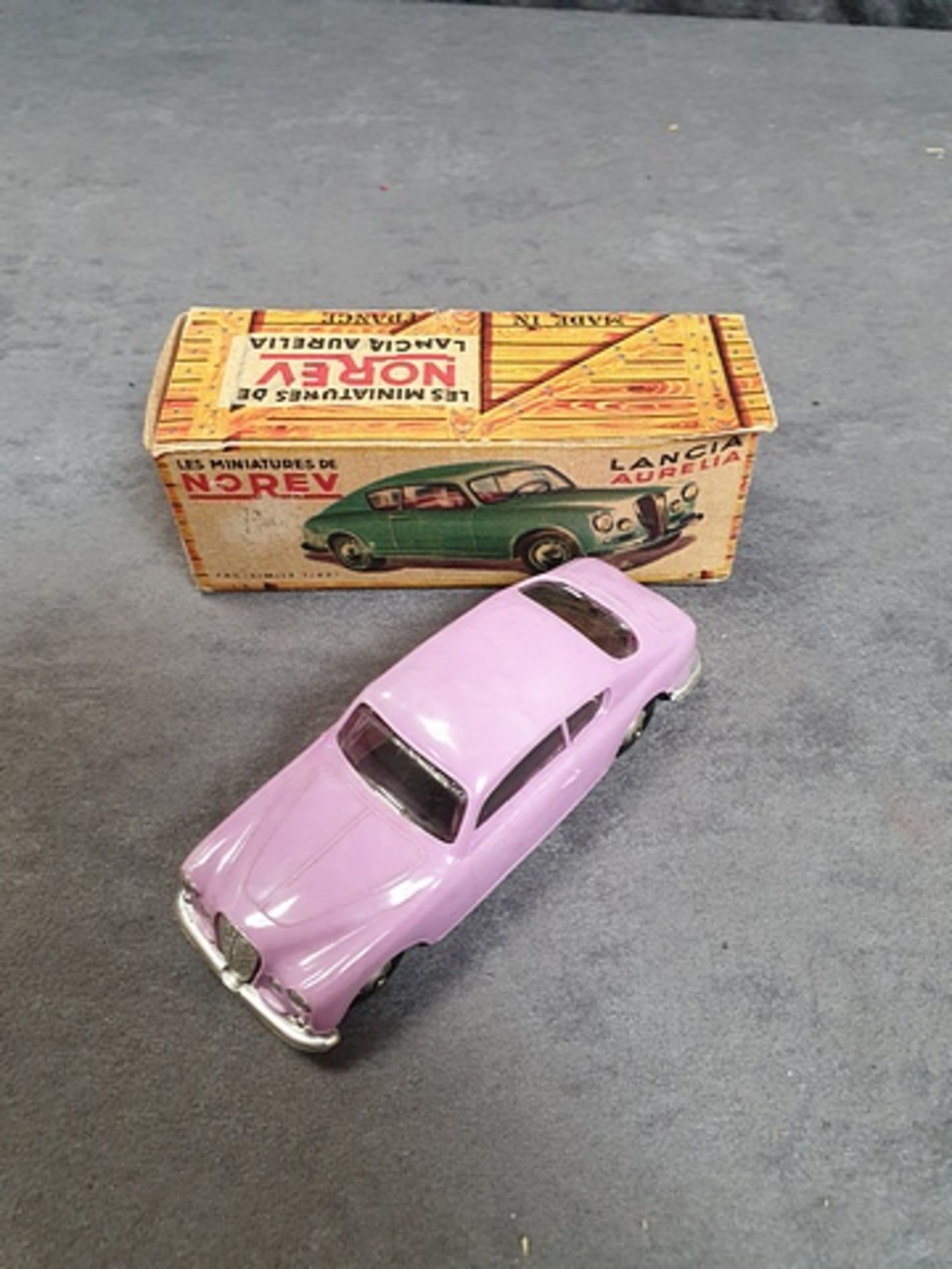 Norev (France) #22 Lancia Aurelia GT In Purple Scale 1/43 Plastic Completing Box