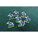 7 x Britains Toy Soldiers Knights/Medieval Blue & White Quarters