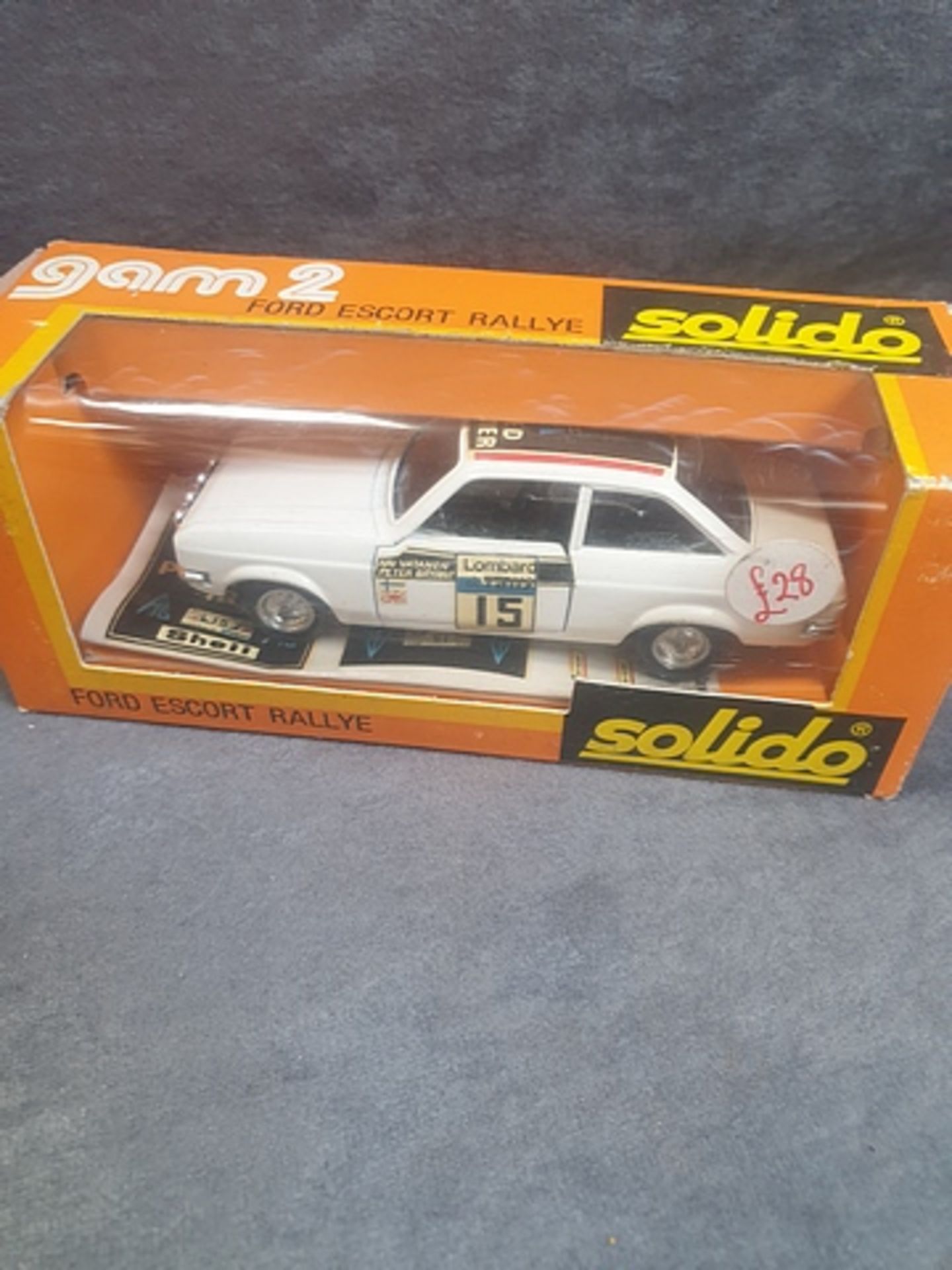 Solido (France) Diecast #61 Ford Escort Ralley In White With Racing Number 15 Complete With Box