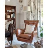Laura Ashley Clearwell Swivel Chair Brown Nubuck Leather Sink into our comfortable Clearwell