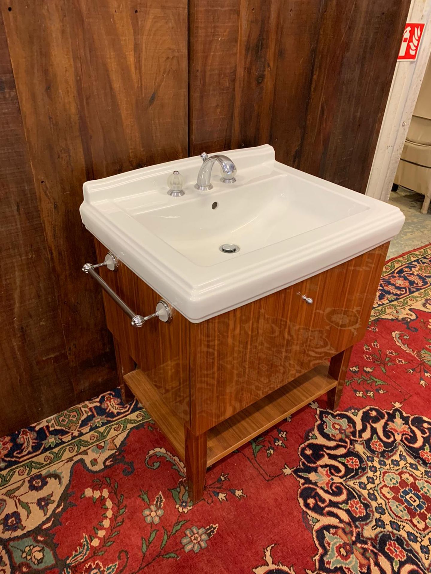 Designer Bespoke And Handcrafted Bathroom Vanity Units And Handwash Basin Matchbox Walnut Wooden - Image 5 of 7