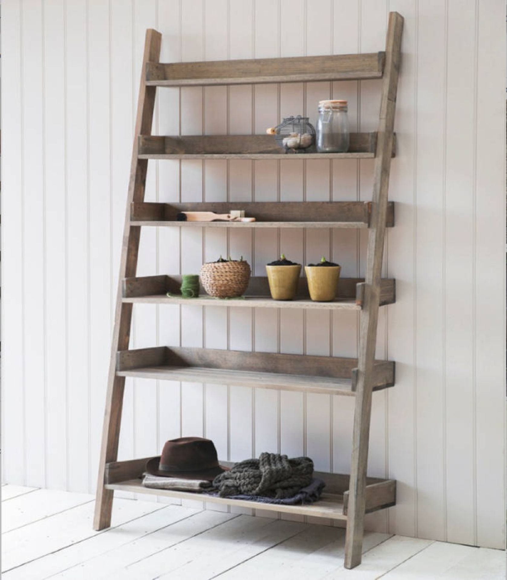 Five Shelf Ladder Display Black Create an inspired space As an alternative to a traditional bookcase