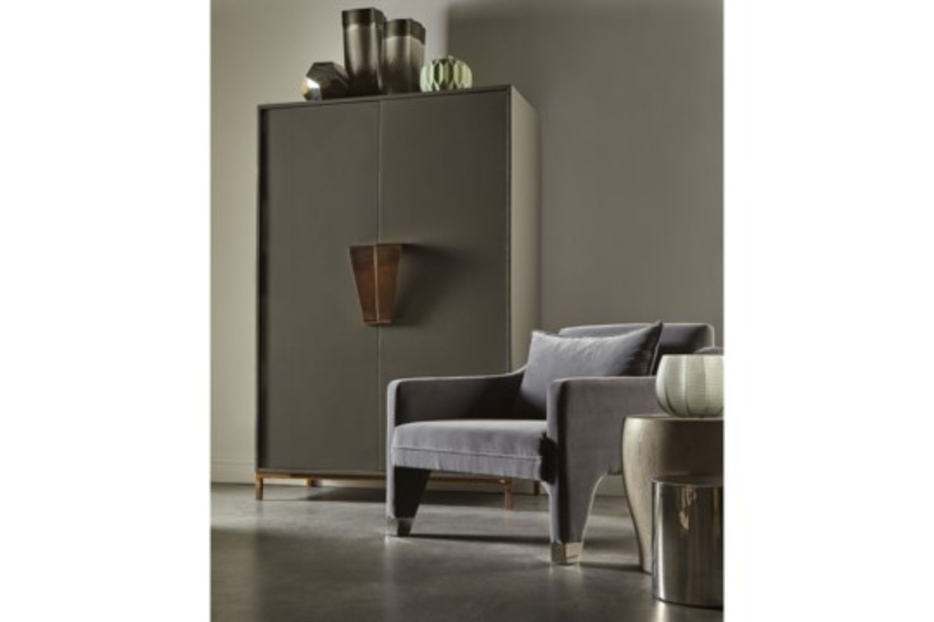 Shield Cabinet A Simple, Refined Cabinet Finished In Dark Grey Lacquer, With Contrasting Square,