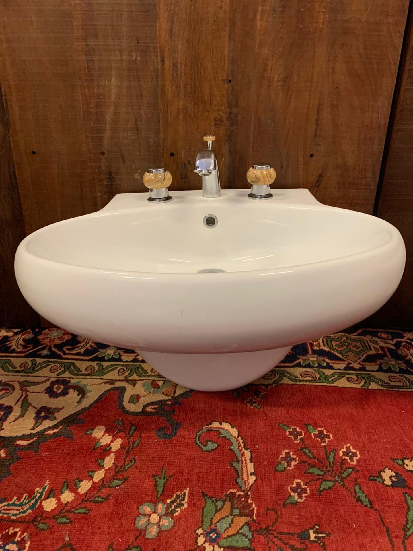 Floating Handwash Basin With Polished Stone Faucet Taps By Jean-Claude Delepine In Collaboration