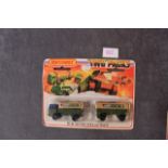 Matchbox Two Packs Superfast Diecast Models # TP-15 Military Truck & Trailer On Card