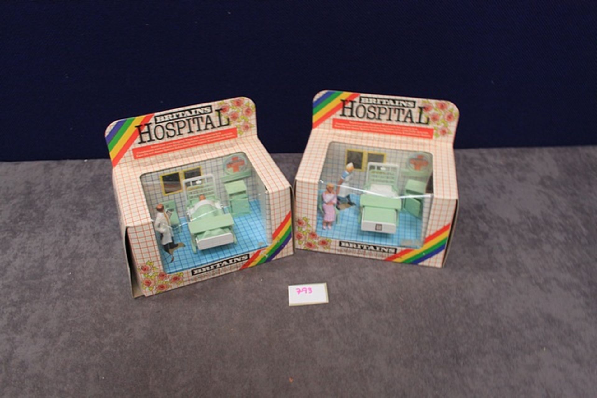 2x Britains Hospital 7852 Nurse & Patient Set & 7851 Doctor & Patient In Boxes