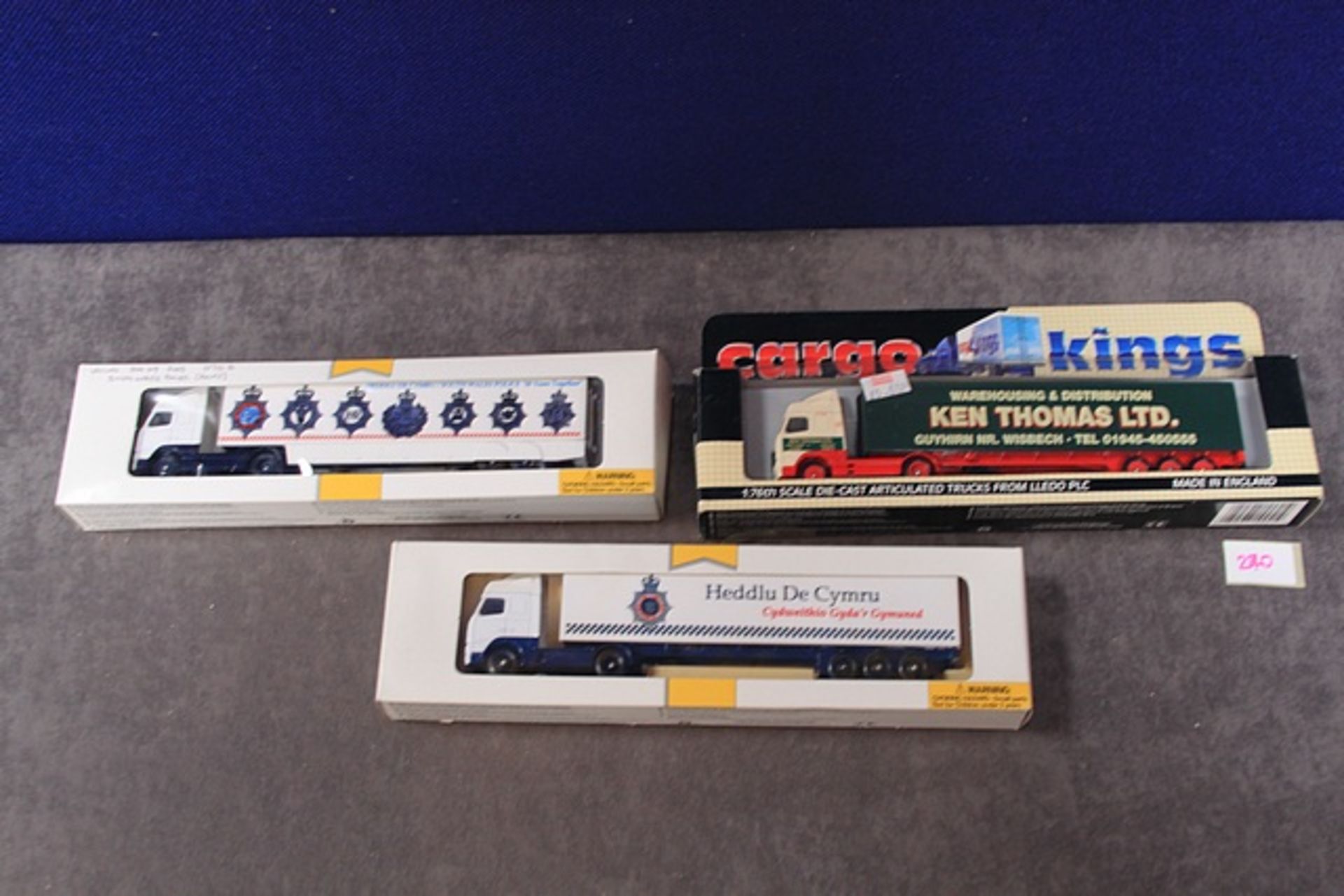 3x Lledo PLC Cargo Kings Diecast Lorries All In Individual Boxes, Comprising Of; Heddlu