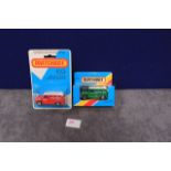 2x Matchbox Diecast Number 69 Security Trucks Comprising Of; Red Wells Fargo On Card & Green