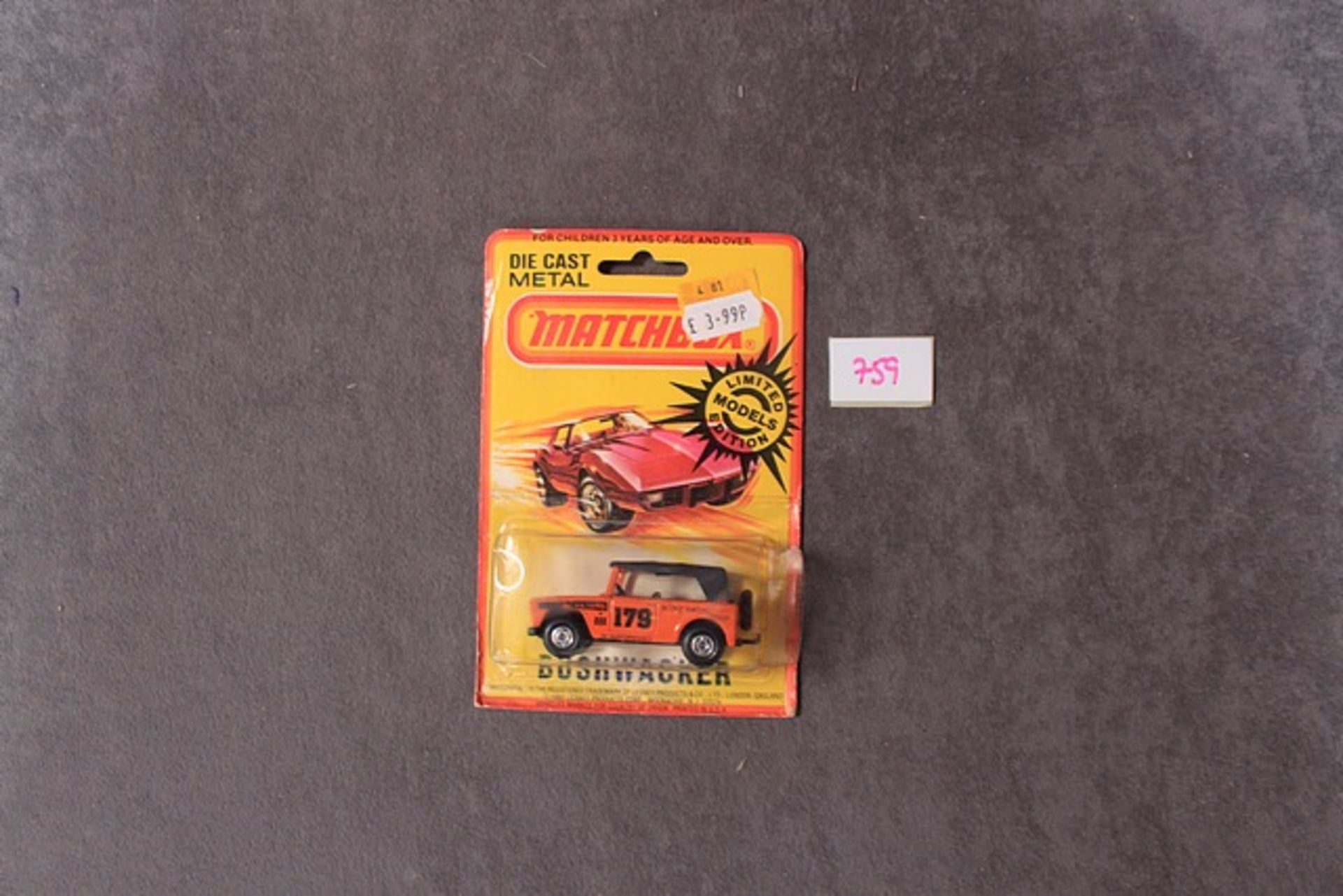 Matchbox Diecast Bushwaker With Silver Grill And Bumper On Original Card But Opened