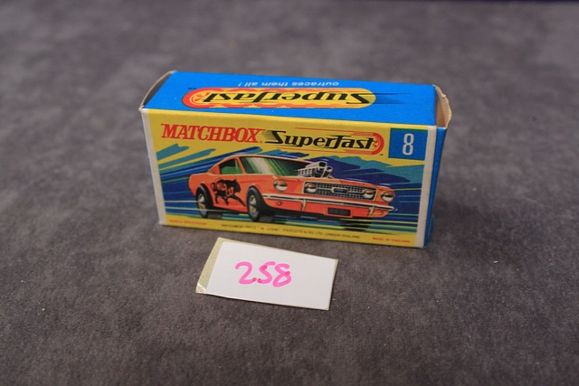 Mint Matchbox Superfast Diecast # 8 Wild Cat Dragster Pink With Rare Yellow Base In Crisp Box - Image 3 of 3