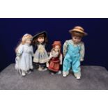 4x Various Porcelain Dolls As Lotted