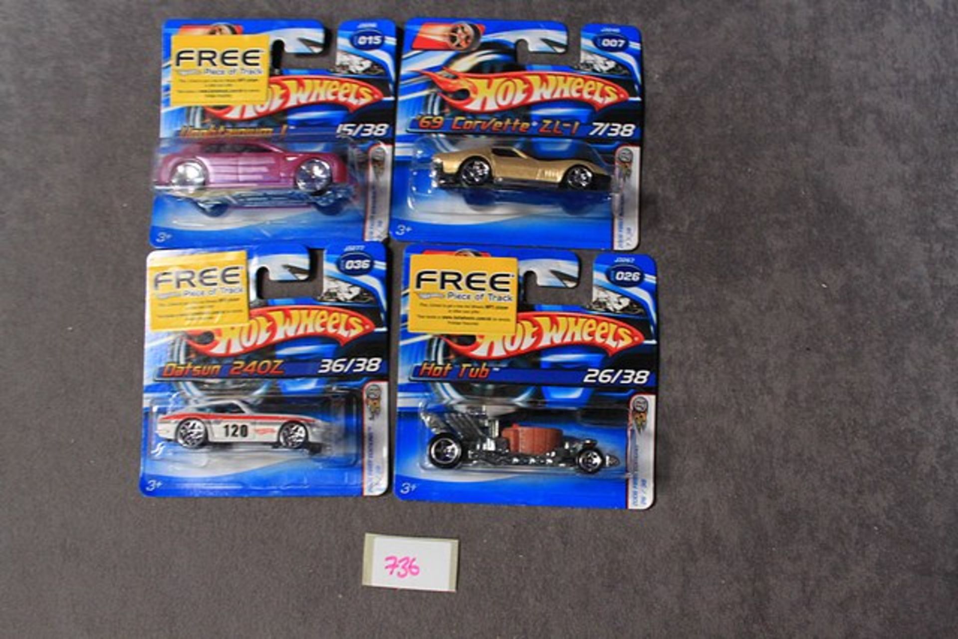 4x Hotwheels 2006 First Editions Comprising Of #S 36/38 Datsun 240Z, 7/38 69 Corvette ZL-I, 15/38