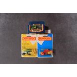 3x Matchbox Agriculteral Vehicles, Comprising Of; No 27 Tractor In Opened Box, No 46 Ford