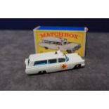 Mint Matchbox A Lesney Product #54 Cadillac Ambulance in crisp E Type Boxes