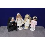 4x Various Porcelain Dolls As Lotted