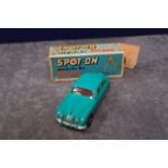 Very Rare Mint Model Spot On Diecast # 114 Jaguar 3.4 In Aqua Green With Leaflet In Box (Damaged