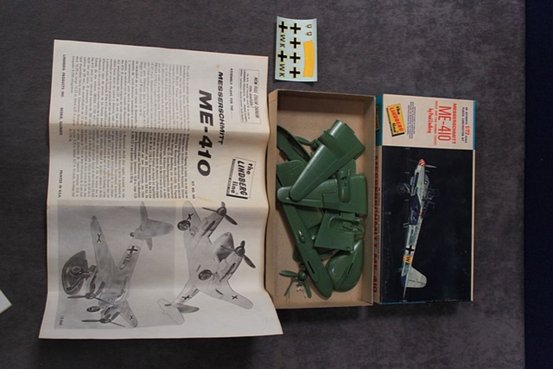 The Lindberg Kit No 440:50 Messerschmitt ME-410 Off Sprues With Instructions In Box