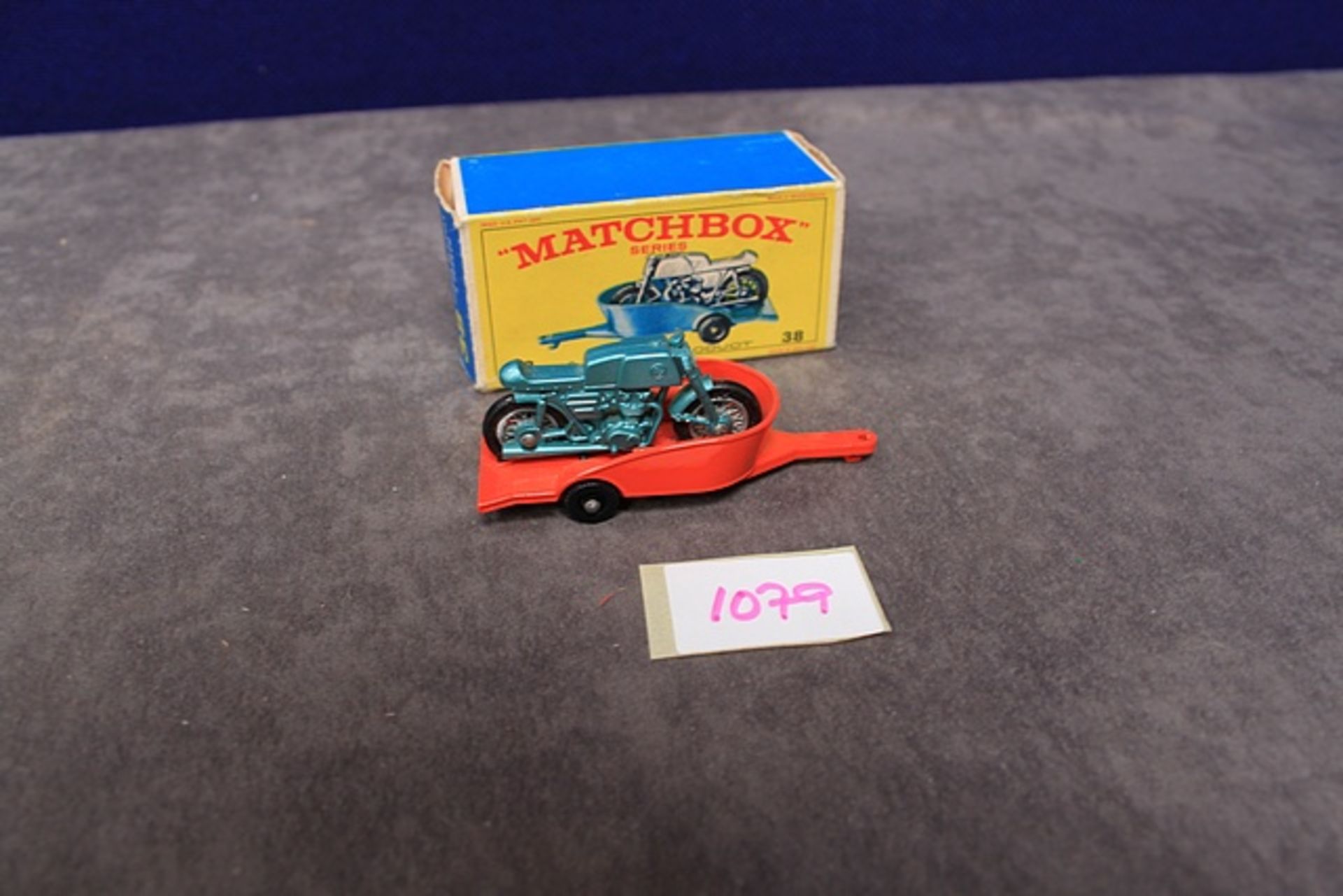 Mint Matchbox A Lesney Product #38 Honda Motor Cycles & Trailer no decals, orange trailer in a nr - Image 2 of 2
