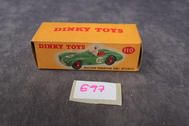 Mint Dinky Toys Diecast # 110 Aston Martin DB3 Sports In Grey With Excellent Box - Image 2 of 3