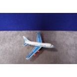 T.T. Toy company tin friction powered Pan Am boeing 747 Jumbo Jet airplane made in Japan complete