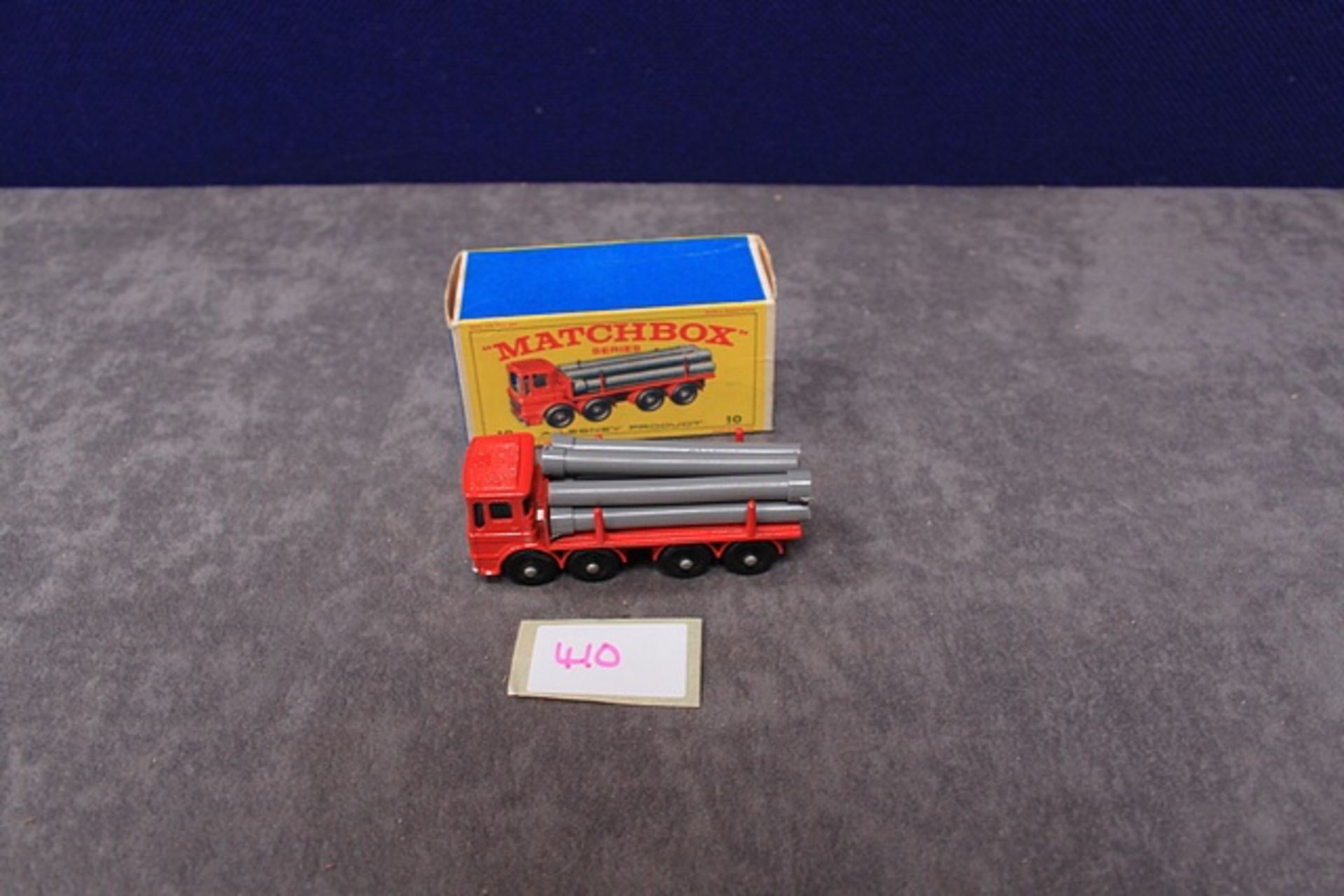 Mint Matchbox Series A Lesney Product Diecast # 10 Pipe Truck With 7 Pipes With Near Mint E Type - Image 3 of 3