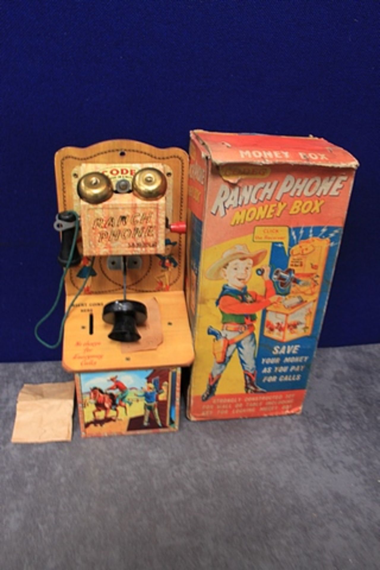 Quite Rare Codeg Ranch Phone Money Box in Box
