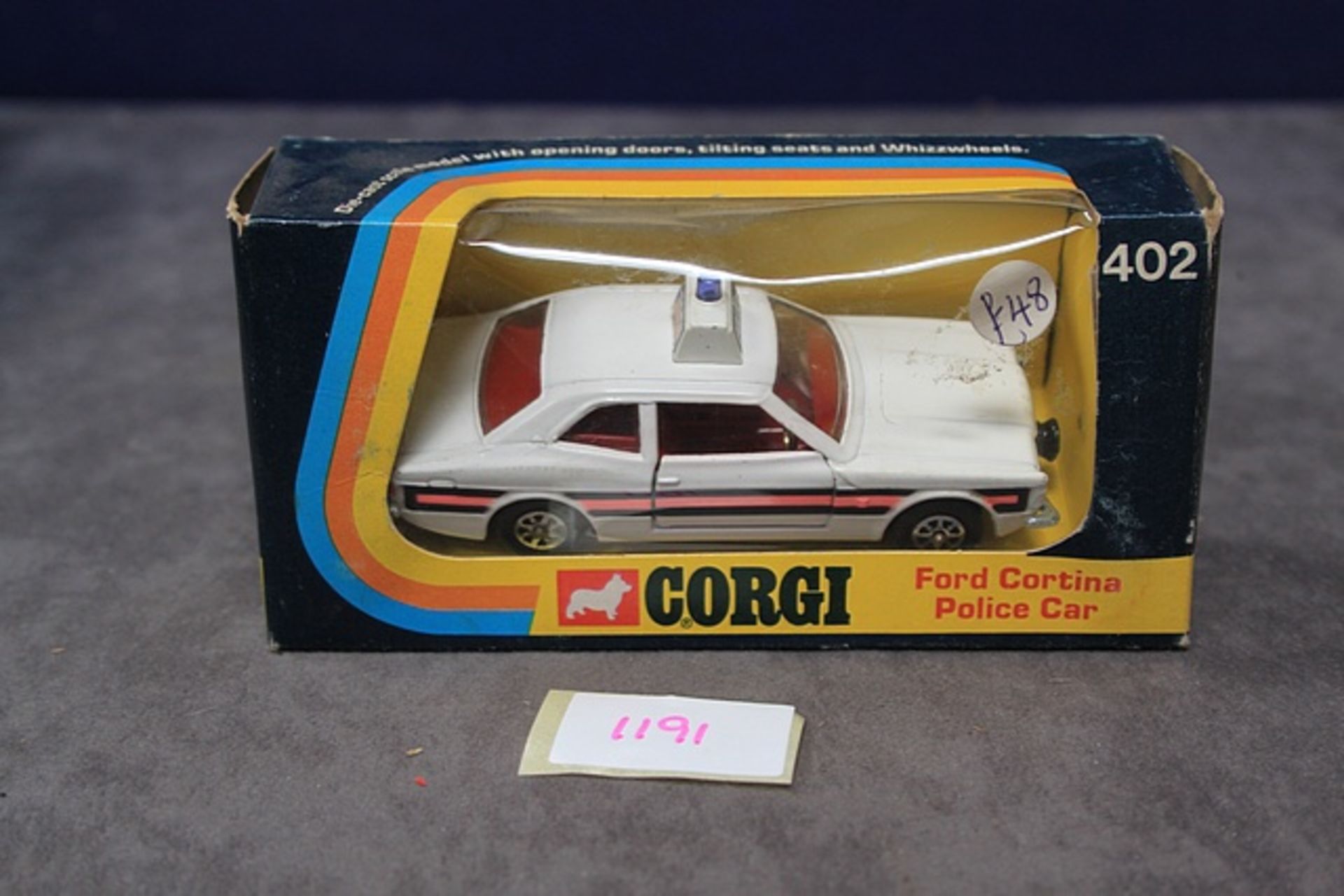 Corgi Toys diecast #402 Ford Cortina Police Car in box - Image 2 of 2