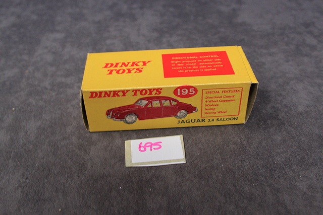 Mint Dinky Toys Diecast # 195 Jaguar 3.4 Saloon With Crisp Box