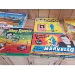 3x boxed board games, comprising of; Eamonn Andrews The Great Marvello, Johnny Staccato - A Game