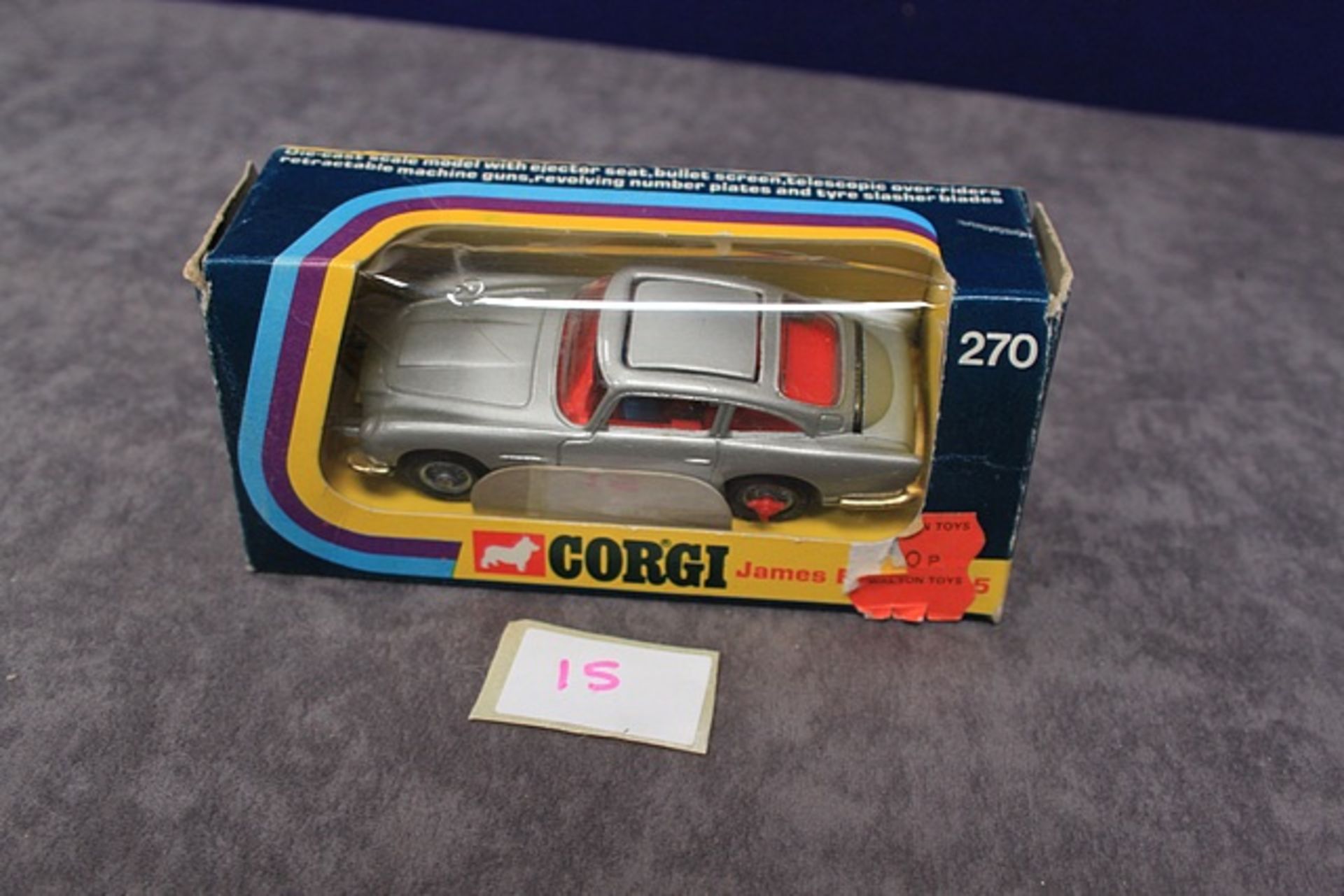 Corgi Quite Rare 1973 Box 3 Issue Corgi Diecast Number 270 James Bond Aston Martin With Very Good - Image 2 of 3