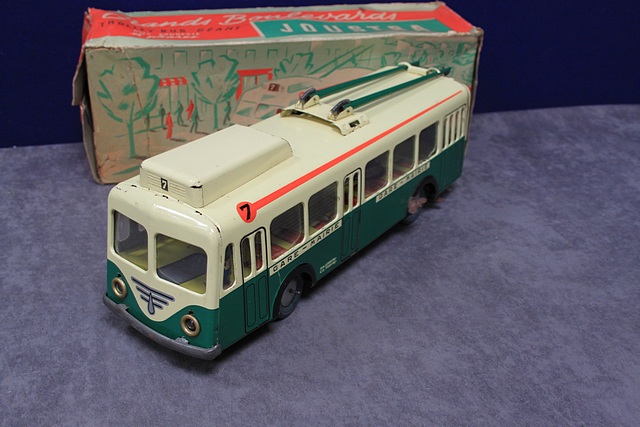 Joustra Trolley-Bus Stade Ref 442 - Tôle Lithographiée 31cm, état Correct 1952