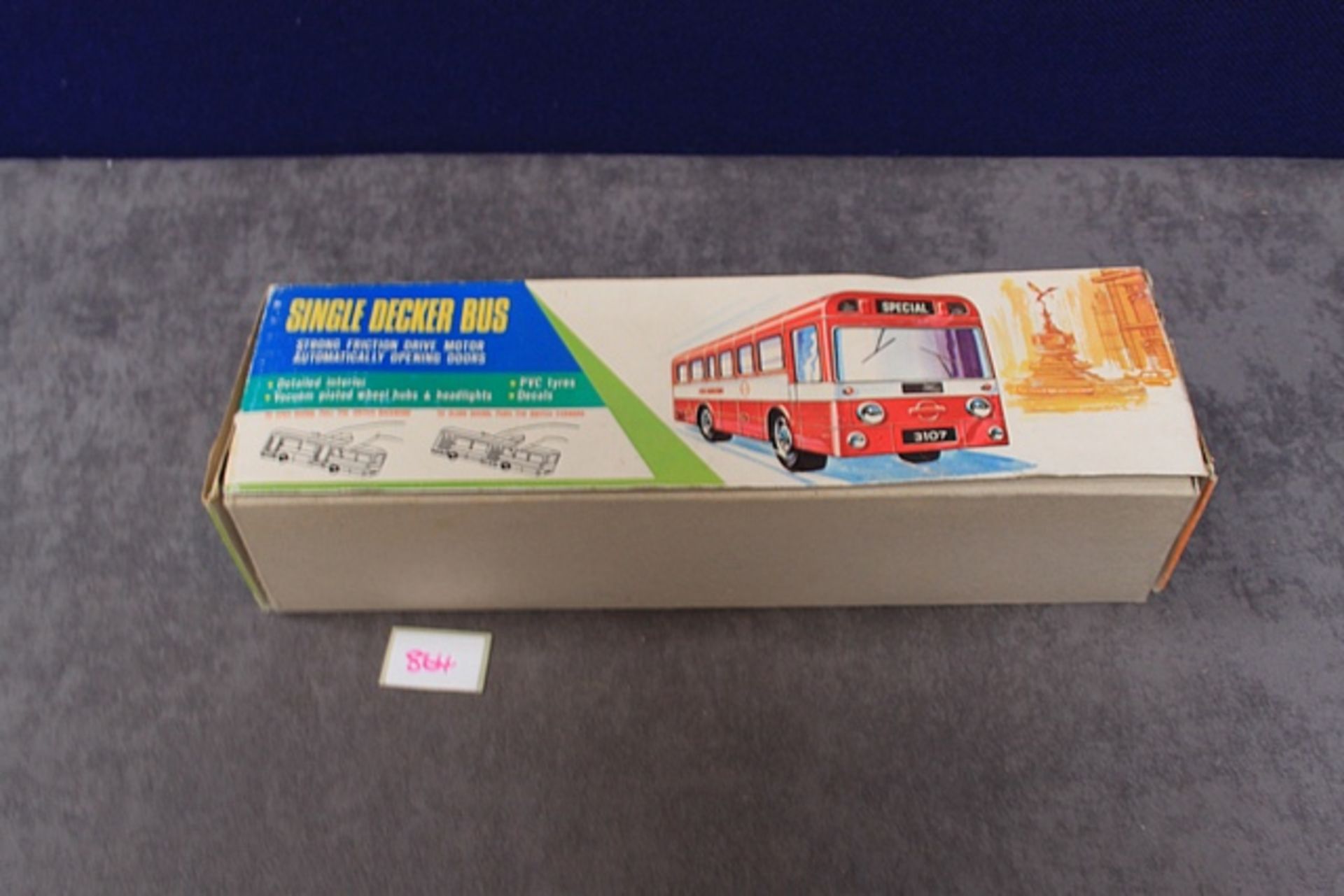Friction Red Arrow Single Decker Bus No 3107 Made In Hong Kong With Box - Image 2 of 3